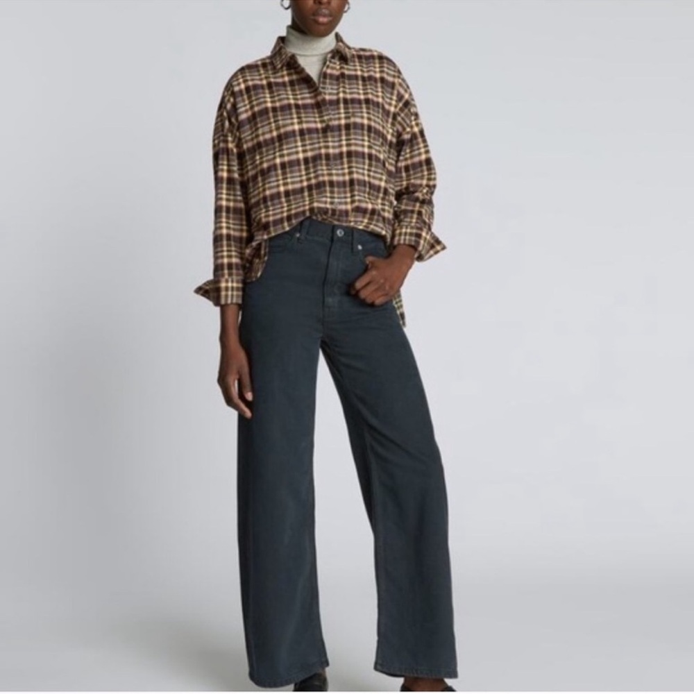 Everlane Oversized Plaid Boxy Flannel Shirt Size Medium New - Picture 2 of 12